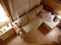 Inside the popular Madrona family cabin kit made by bavariancottages.com 